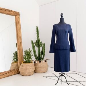 Etcetera 2PC Pinstripe Bell Sleeve Top and Skirt Set